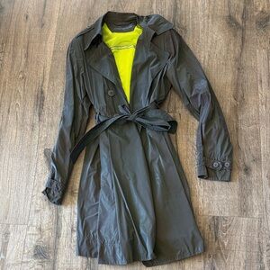 Navy Trench Coat with Self-Tie Belt